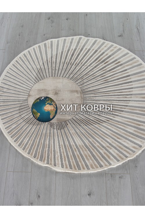 Турецкий ковер Safir 00837 Серый-коричневый круг